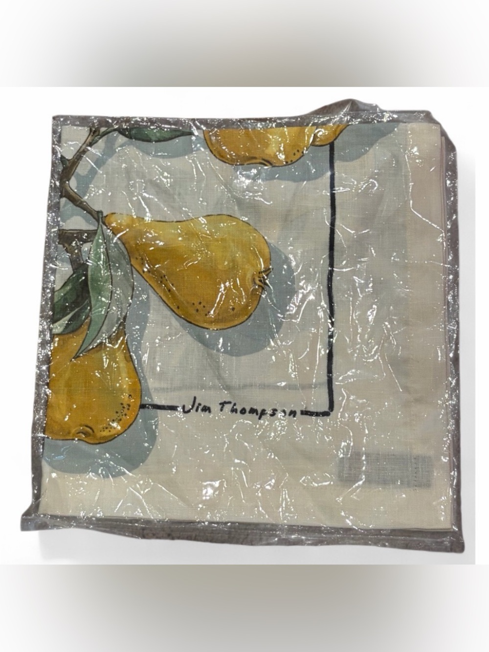 Vintage Jim Thompson Linen Pear Tree Fruit Motif Textile Tea Towel in Package